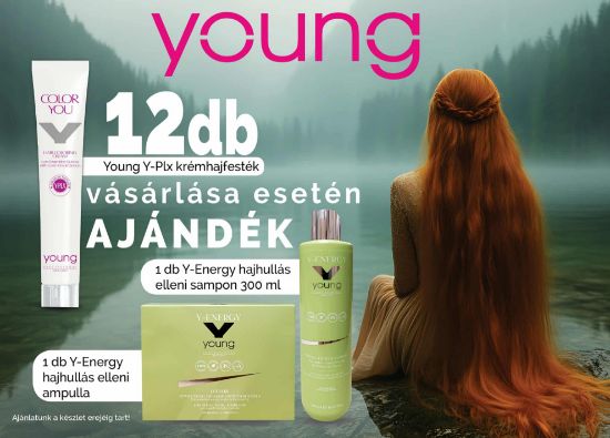 AKCIÓ - 12 db Young hajfestékhez AJÁNDÉK Young Energy hajhullás elleni sampon (300 ml) + ampulla (12x10 ml) képe