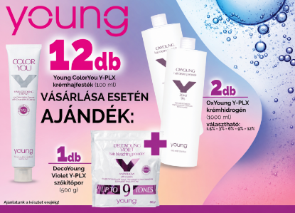 Kép AKCIÓ - 12 db Young PLX hajfestékhez AJÁNDÉK DecoYoung Viola PLX szőkítőpor és 2 db Young PLX krémhidrogén